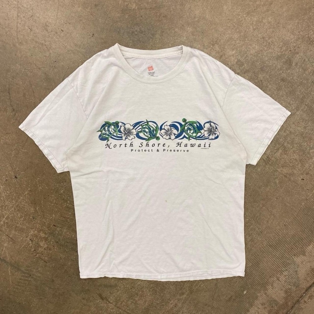 Y2K North Shore Hawaii Surf Wrap Around 2000s Surf T-Shirt Size Large